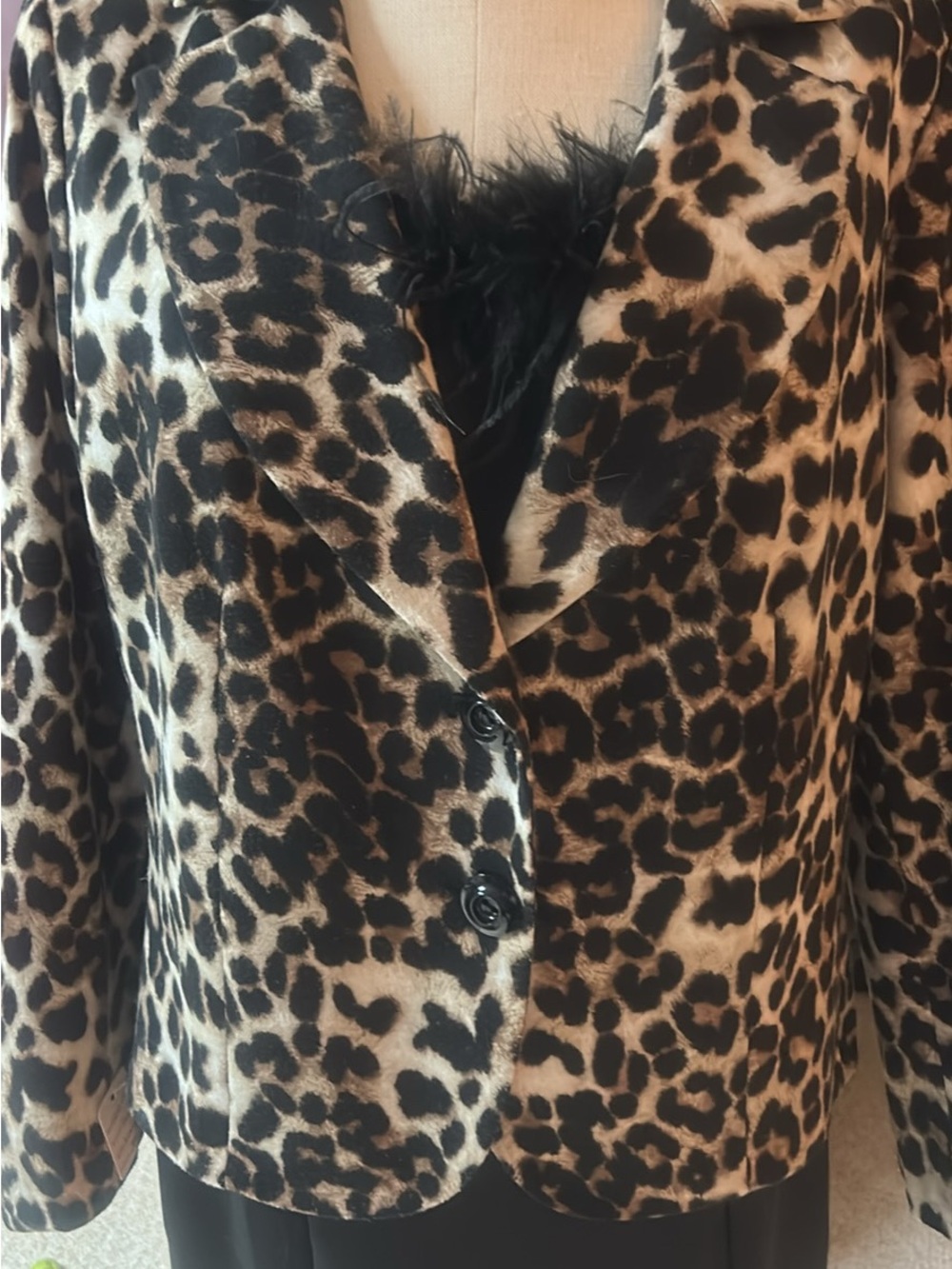 a new day Leopard Print Blazer in Black and Tan